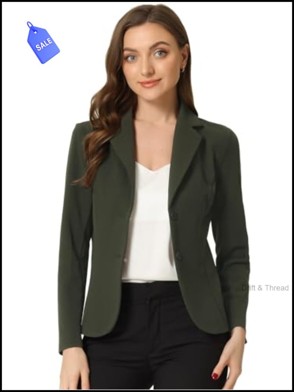 Women's Notch Lapel Blazer Stretch Knit Business Casual Work Jacket